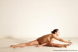 Nude Gymnastic poses Woman White Moving poses Athletic medium brown Dynamic poses Pinup